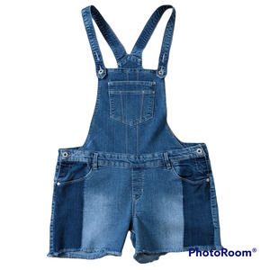 Arizona Low Waist Blue Denim Overall Shorts Size 18.5 Plus
